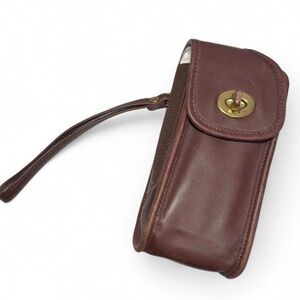 Vintage Coach Leather Turnlock Cell Phone Carrier — Brown